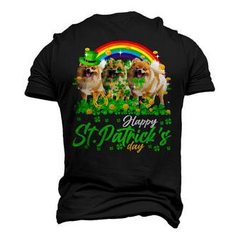 Happy Patricks Day Shamrock Rainbow Leprechaun Pomeranian T-Shirt Men's 3D T-shirt Back Print - Seseable