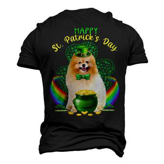 Happy St Patricks Day Pomeranian Leprechaun Hat Shamrocks T-Shirt Men's 3D T-shirt Back Print - Seseable