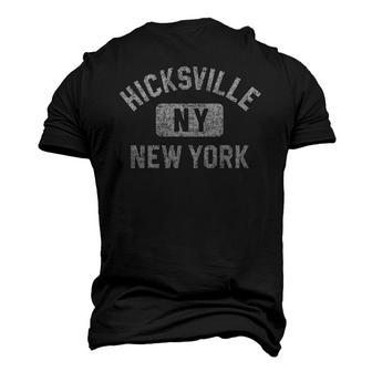 Hicksville Ny New York Gym Style Distressed White Print Men's 3D T-Shirt Back Print | Mazezy