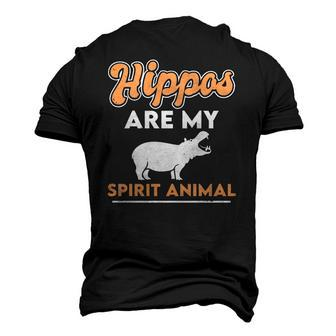 Hippos Are My Spirit Animal Hippopotamus Lover Retro Men's 3D T-Shirt Back Print | Mazezy