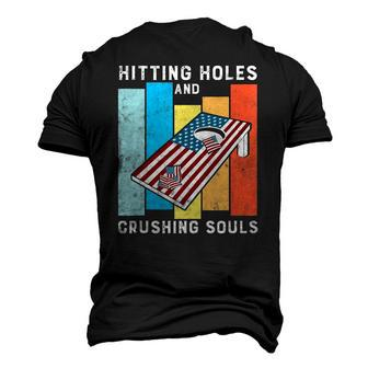 Hitting Holes And Crushing Souls Retro Style Cornhole Men's 3D T-Shirt Back Print | Mazezy