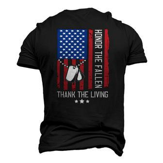Honor The Fallen Thank The Living American Flag Memorial Day Men's 3D T-Shirt Back Print | Mazezy