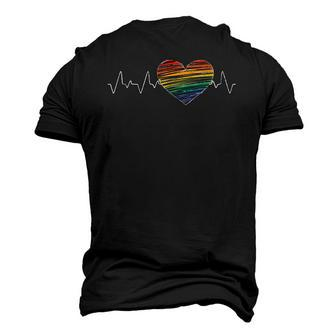 Human Rights Equality Gay Pride Month Heartbeat Lgbt Men's 3D T-Shirt Back Print | Mazezy
