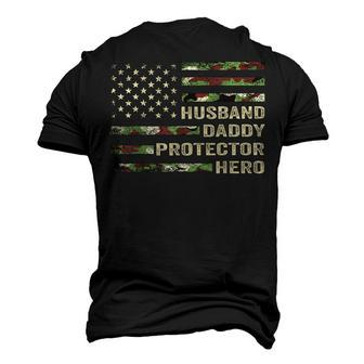 Mens Husband Daddy Protector Hero Fathers Day Flag Men's 3D T-Shirt Back Print | Mazezy