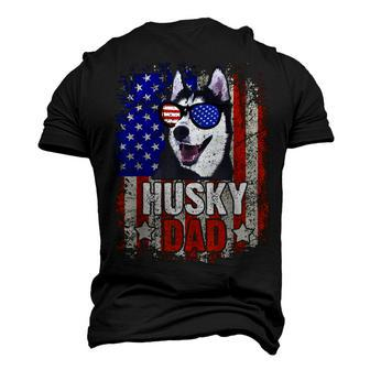 Husky Dad 4Th Of July American Flag Glasses Dog Men Boy Men's 3D T-shirt Back Print - Seseable