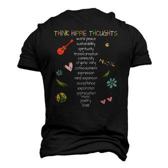 Inspirational Think Hippie Thoughts Hippie Music Vibe Men's 3D T-Shirt Back Print | Mazezy
