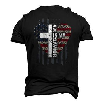 Jesus Is My Savior Usa Christian Faith Cross On Back Men's 3D T-Shirt Back Print | Mazezy