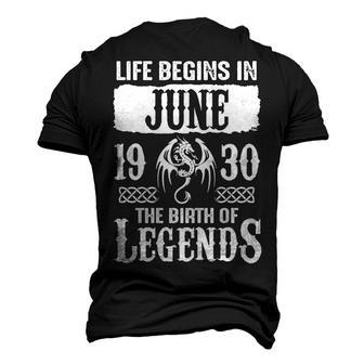 June 1930 Birthday Life Begins In June 1930 Men's 3D T-shirt Back Print - Seseable