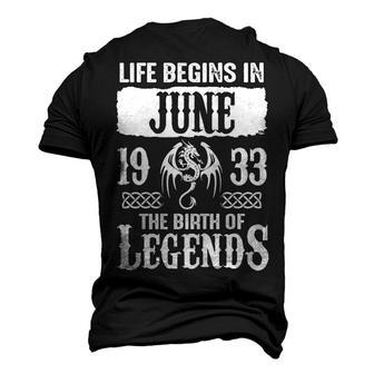 June 1933 Birthday Life Begins In June 1933 Men's 3D T-shirt Back Print - Seseable