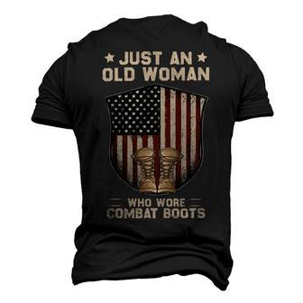 Just An Old Woman Who Wore Combat Boots Usa Flag Vintage T-Shirt Men's 3D Print Graphic Crewneck Short Sleeve T-shirt - Monsterry UK