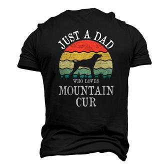 Just A Dad Who Loves Mountain Cur Dog Lover Dad Men's 3D T-Shirt Back Print | Mazezy