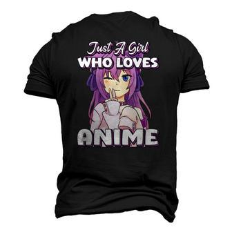 Just A Girl Who Loves Anime Peace Symbol V Fingers Fun Men's 3D T-Shirt Back Print | Mazezy