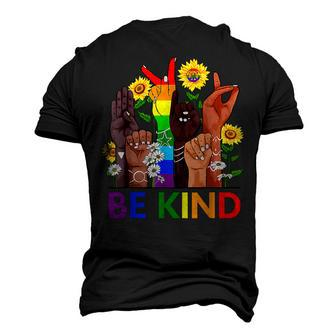 Be Kind Sign Language Hand Talking Lgbtq Flag Gay Pride Men's 3D T-Shirt Back Print | Mazezy