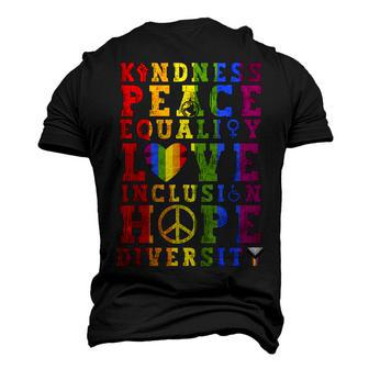 Kindness Equality Love Lgbtq Rainbow Flag Gay Pride Month Men's 3D T-Shirt Back Print | Mazezy