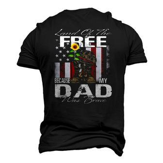 Land Of The Free Because My Dad Is Brave Veteran Men's 3D T-Shirt Back Print | Mazezy