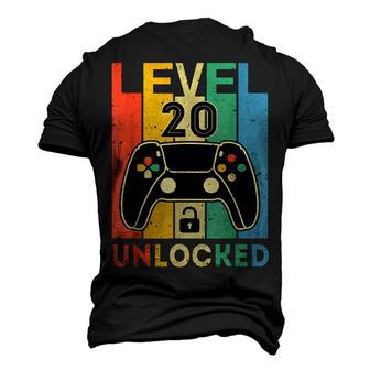 Level 20 Unlocked Retro Vintage Video Gamer 20Th Birthday Men's 3D T-shirt Back Print - Seseable