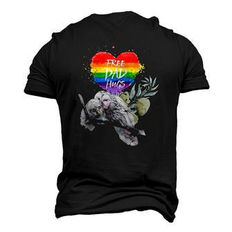 Lgbt Pride Daddy Owl Rainbow Free Dad Hugs Fathers Day Men's 3D T-Shirt Back Print | Mazezy