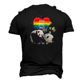 Lgbt Pride Papa Panda Bear Free Dad Hugs Fathers Day Love Raglan Baseball Tee Men's 3D T-Shirt Back Print | Mazezy