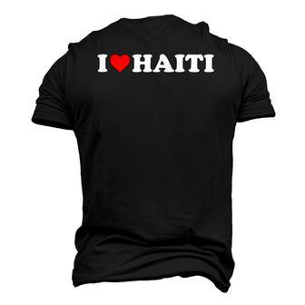 I Love Haiti Red Heart Men's 3D T-Shirt Back Print | Mazezy