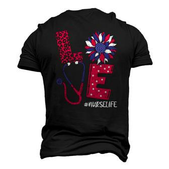 Love Heart Stethoscope Nurse Life 4Th Of July 2022 Women Men's 3D T-Shirt Back Print | Mazezy
