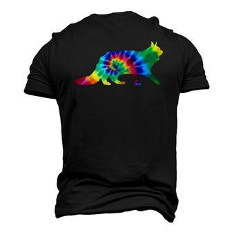Maine Coon Cat Tie Dye Vintage Hippie Cat Lover Men's 3D T-Shirt Back Print | Mazezy