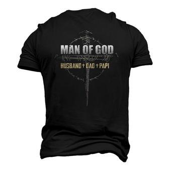 Man Of God Husband Dad Papi Vintage Fathers Day Men's 3D T-Shirt Back Print | Mazezy