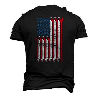 Mechanic American Flag Combination Wrenches Men's 3D T-Shirt Back Print | Mazezy
