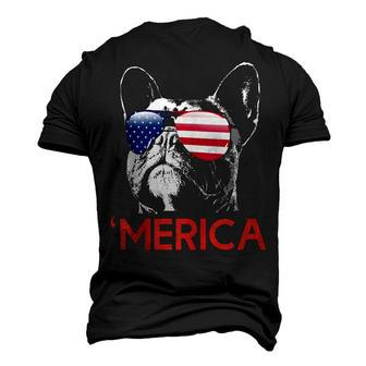 Merica French Bulldog American Flag 4Th Of July Frenchie Men's 3D T-shirt Back Print - Seseable