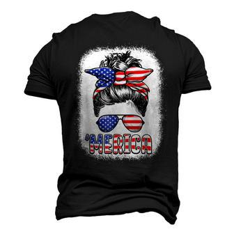 Merica Messy Bun Women Girls American Flag Usa 4Th Of July Men's 3D T-shirt Back Print - Seseable
