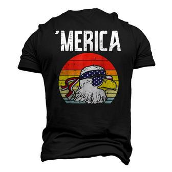 Merica Retro Eagle Bandana American Flag 4Th Of July Fourth Men's 3D T-Shirt Back Print | Mazezy
