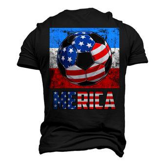 Merica Soccer Ball American Flag 4Th Of July Kids Boys Men's 3D T-shirt Back Print - Seseable