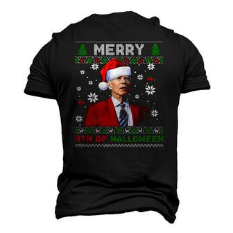 Merry 4Th Of Halloween Biden Ugly Christmas Men's 3D T-Shirt Back Print | Mazezy