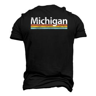 Michigan Mi Vintage Worn Retro Stripes Classic Men's 3D T-Shirt Back Print | Mazezy