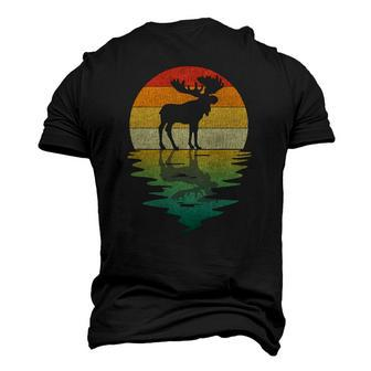 Moose Silhouette Sunset Retro Vintage 70S Nature Lover Men's 3D T-Shirt Back Print | Mazezy
