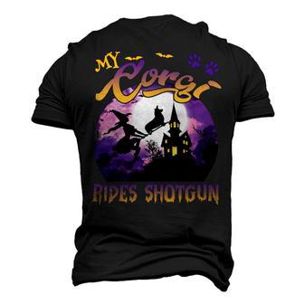 My Corgi Rides Shotgun Cool Halloween Protector Witch Dog Men's 3D Print Graphic Crewneck Short Sleeve T-shirt - Monsterry AU