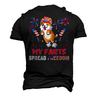 My Farts Spread Freedom Funny American Flag Corgi Fireworks Men's 3D Print Graphic Crewneck Short Sleeve T-shirt - Monsterry DE