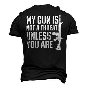 My Gun Is Not A Threat Unless You Are- Veteran Shirts T-Shirt Men's 3D Print Graphic Crewneck Short Sleeve T-shirt - Monsterry