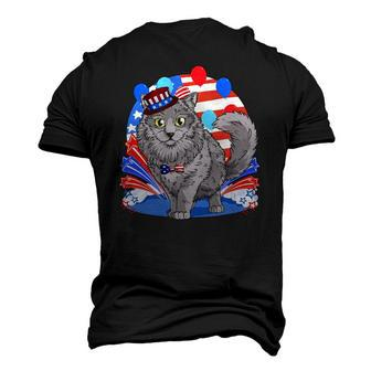 Nebelung Cat 4Th Of July Patriotic American Kitten Men's 3D T-Shirt Back Print | Mazezy