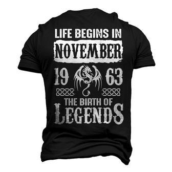 November 1963 Birthday Life Begins In November 1963 Men's 3D T-shirt Back Print - Seseable