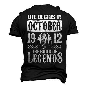 October 1912 Birthday Life Begins In October 1912 V2 Men's 3D T-shirt Back Print - Seseable