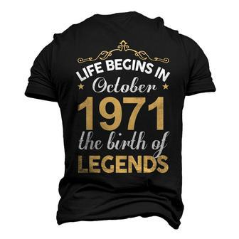 October 1971 Birthday Life Begins In October 1971 V2 Men's 3D T-shirt Back Print - Seseable