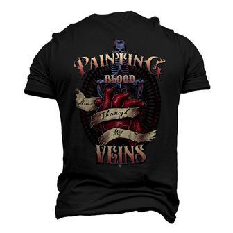 Painting Blood Runs Through My Veins Name Men's 3D Print Graphic Crewneck Short Sleeve T-shirt - Monsterry CA