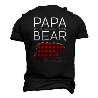 Papa Bear Christmas Pajamas Matching Plaid Men Men's 3D T-Shirt Back Print | Mazezy