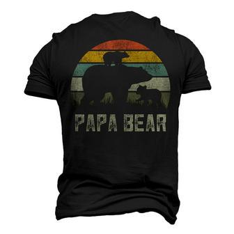 Mens Papa Bear Cub 2 Kids Fathers Day Grandpa Men's 3D T-shirt Back Print - Seseable
