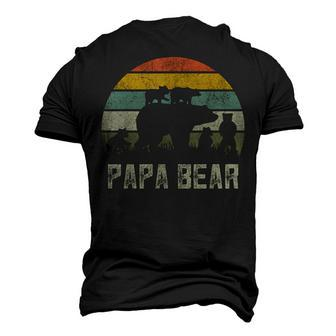 Mens Papa Bear Cub 5 Kids Fathers Day Grandpa Men's 3D T-shirt Back Print - Seseable
