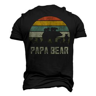 Mens Papa Bear Cub 6 Kids Fathers Day Grandpa Men's 3D T-shirt Back Print - Seseable