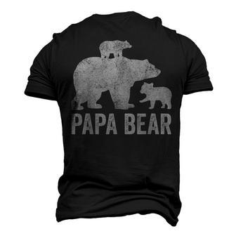 Mens Papa Bear Fathers Day Grandad Fun 2 Cub Kid Grandpa Men's 3D T-shirt Back Print - Seseable