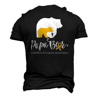 Mens Papa Bear Gold Ribbon Childhood Cancer Awareness Men's 3D T-Shirt Back Print | Mazezy