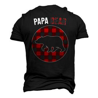 Papa Bear Red Plaid Matching Christmas Pajamas Men's 3D T-Shirt Back Print | Mazezy