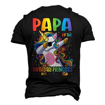 Mens Papa Of The Birthday Princess Dad Dabbing Unicorn Girl Men's 3D T-shirt Back Print - Seseable